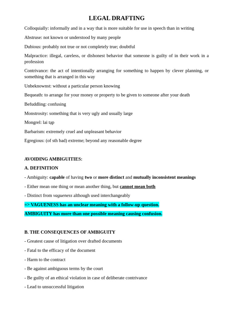 Avoiding Ambiguities in Legal Drafting | PDF | Grammatical Number | Plural