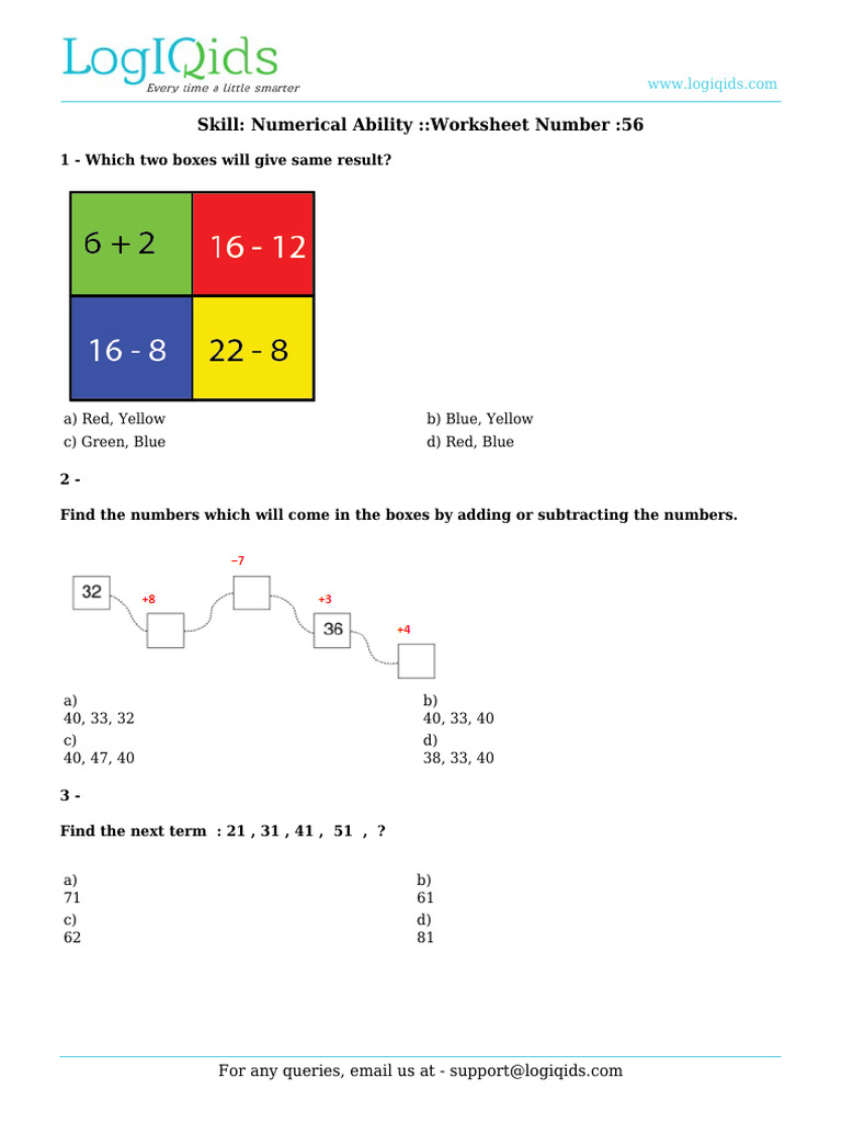 Numerical Ability Worksheet 56 | PDF