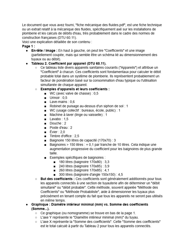 Coefficients et Débits en Plomberie DTU 60.11 | PDF | Plomberie | Tuyau