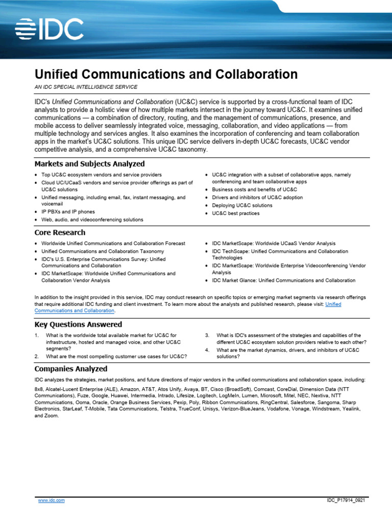 IDC Unified Communications and Collaboration - 2021 Sep | PDF ...
