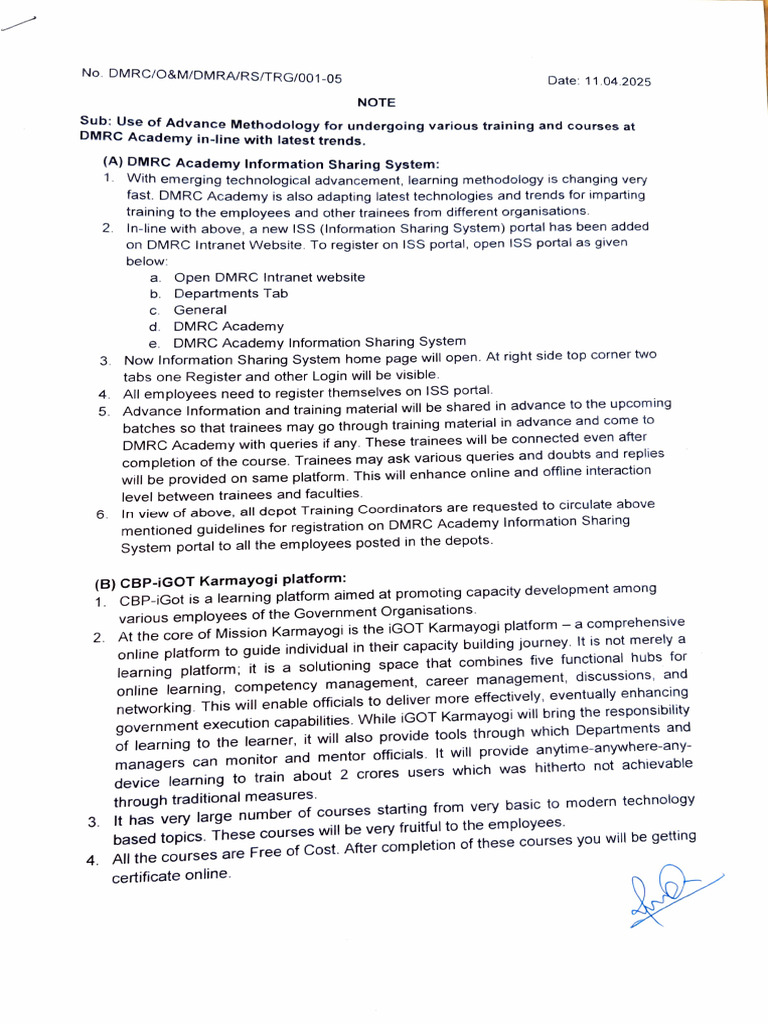 DMRC Academy Training Registration Guide | PDF | Computing