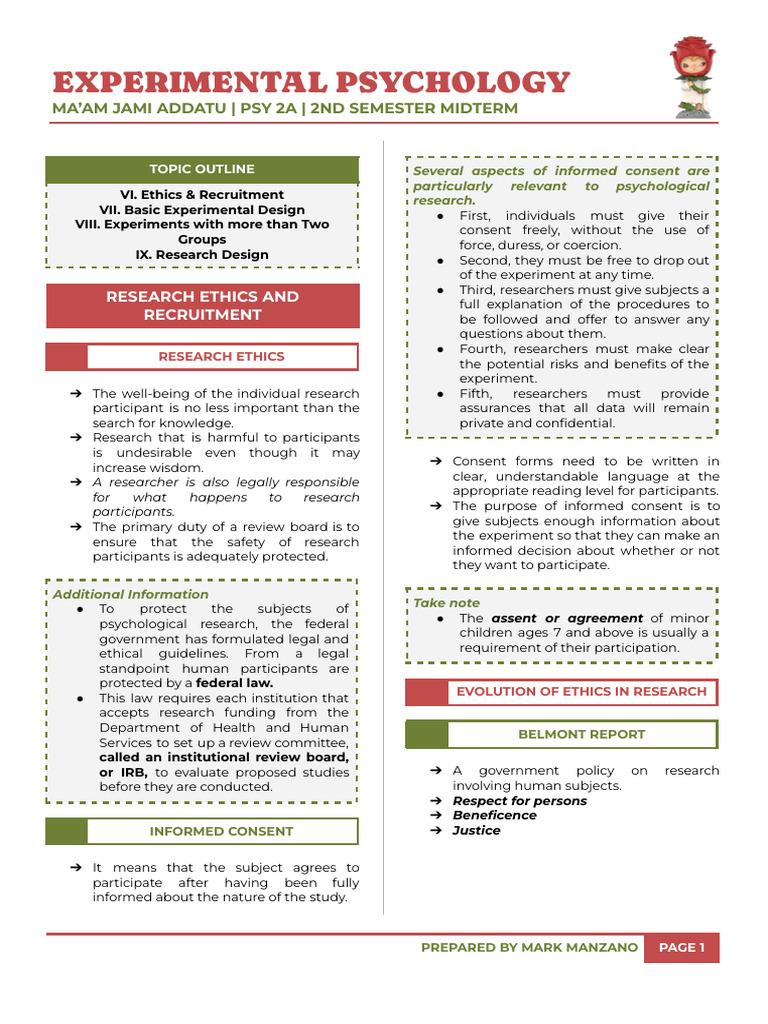 Research Ethics in Experimental Psychology | PDF | Experiment ...