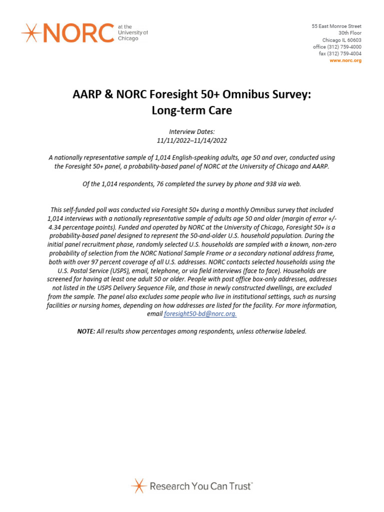 Long-term Care Insights for 50+ Adults | PDF | Sampling (Statistics ...