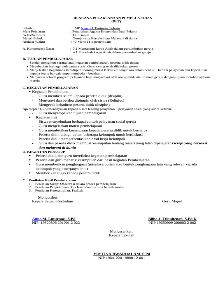 4 - RPP PAK Kls 9 Smster 1 | PDF