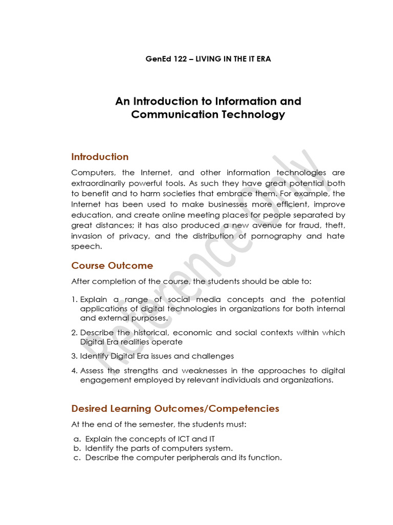 Introduction to ICT in Education | PDF | Computer Monitor | Information ...