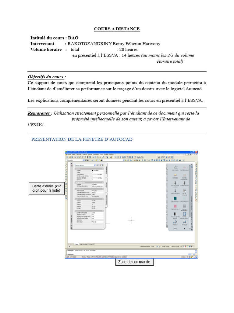 Cours de DAO à Distance sur Autocad | PDF | AutoCAD | Dessin
