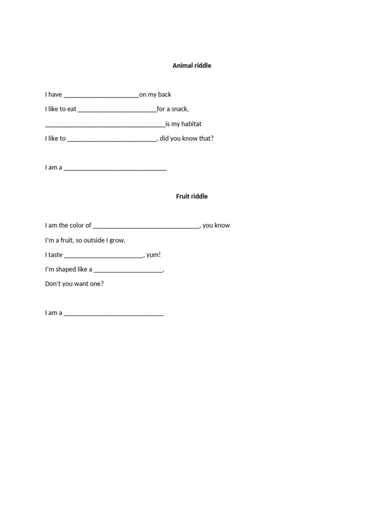 Animal Riddle | PDF