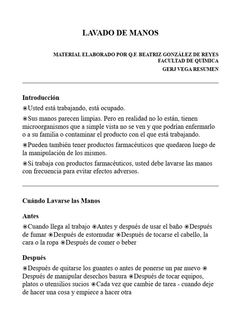 Importancia del Lavado de Manos en Salud | PDF | Lavado de manos | Higiene