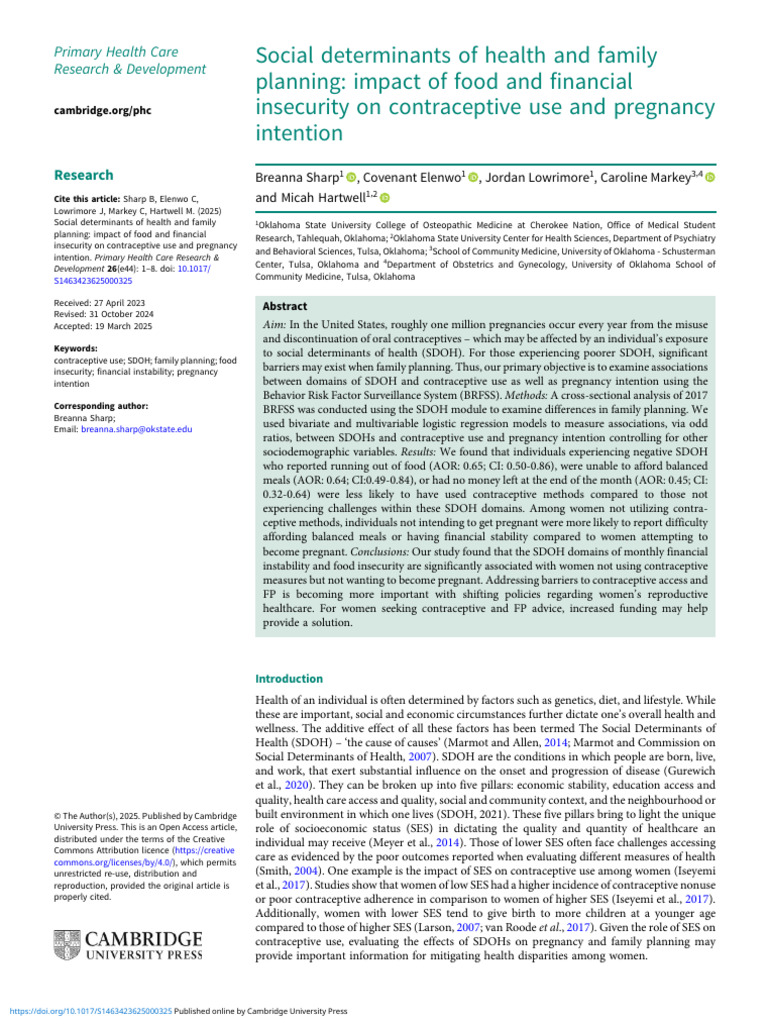 Social Determinants of Health and Family Planning | PDF | Family ...