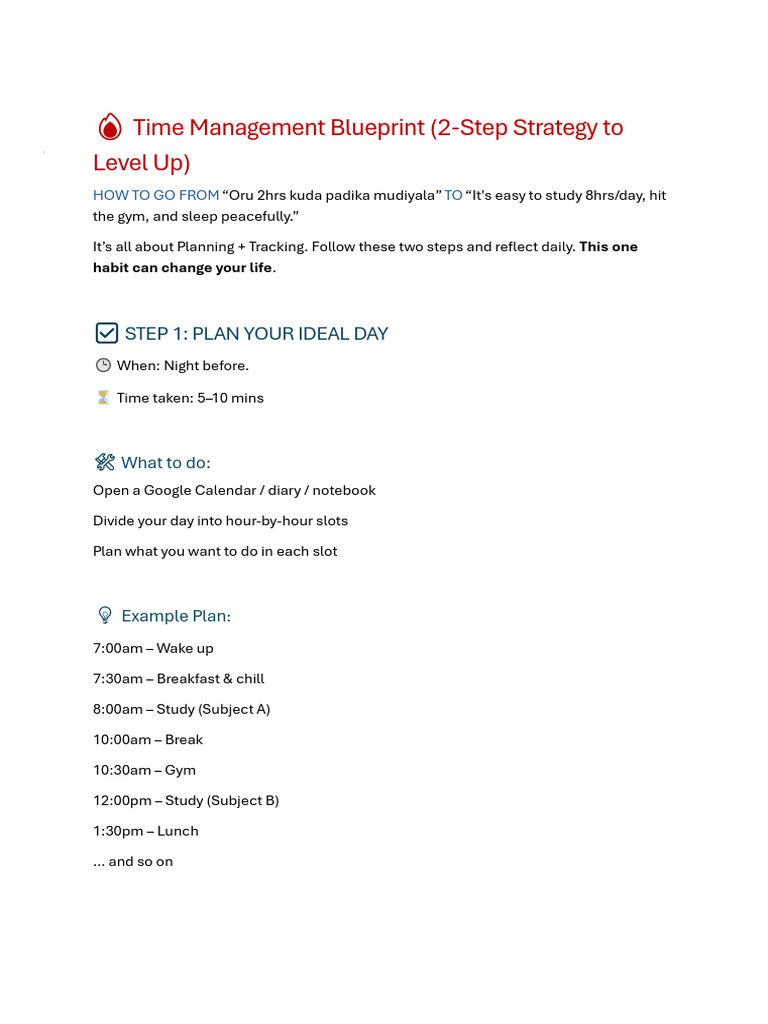 ? Time Management Blueprint | PDF