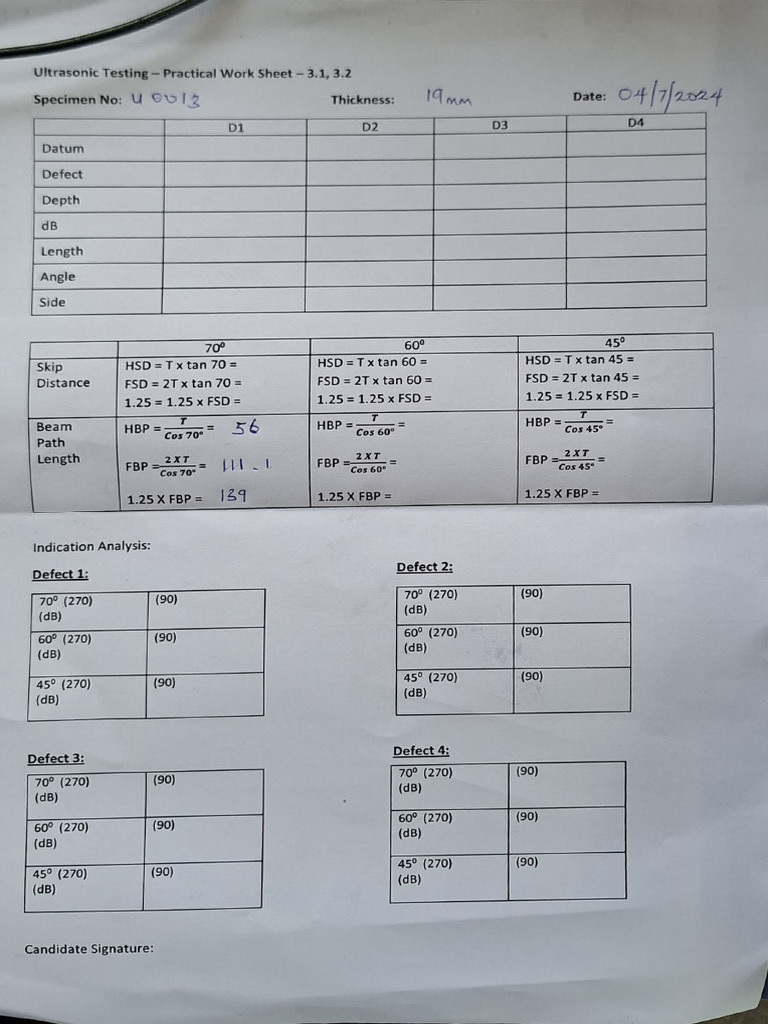 Ultrasonic Testing Training Sheet | PDF