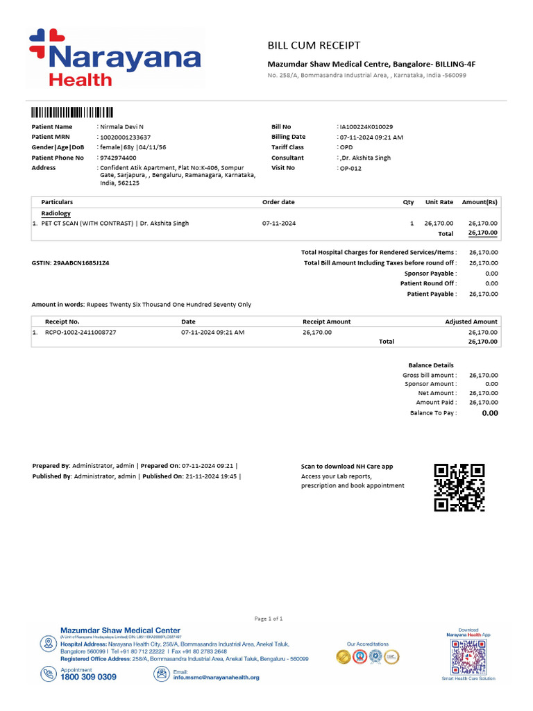 OP Bill IA100224K010029 | PDF | Payments | Health Care