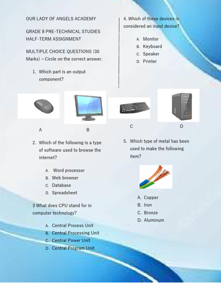 g8 Pretechnical Studies Half Term Assignment | PDF | Computer Hardware ...