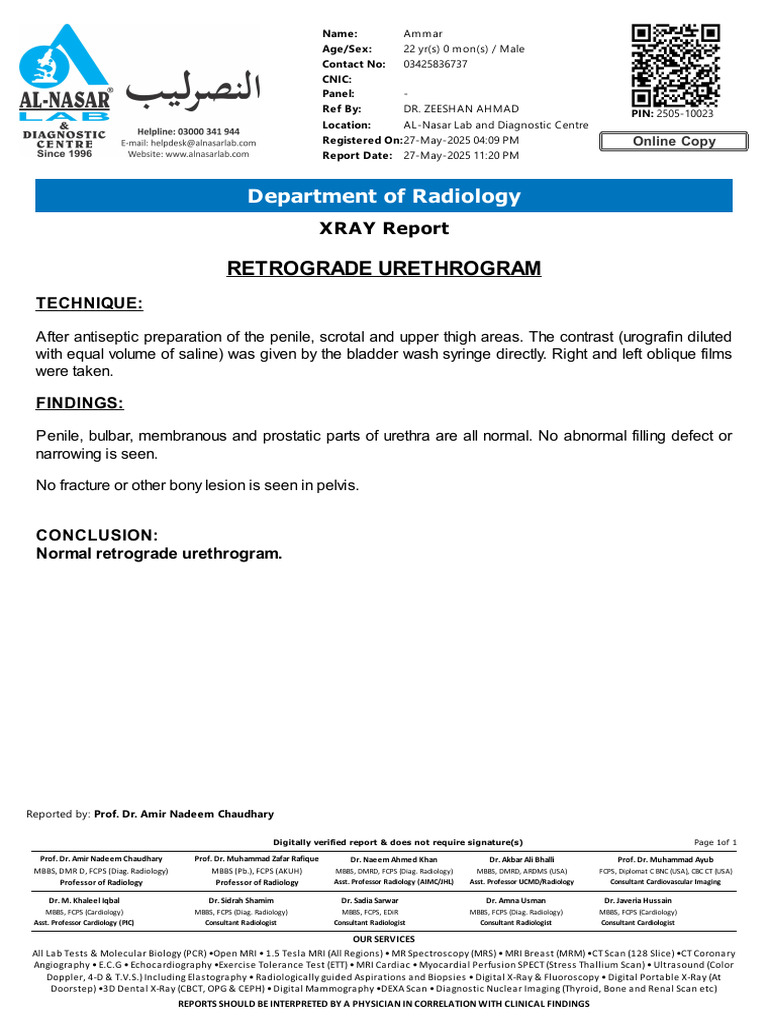 Normal Retrograde Urethrogram Report | PDF | Radiology | Medical Imaging