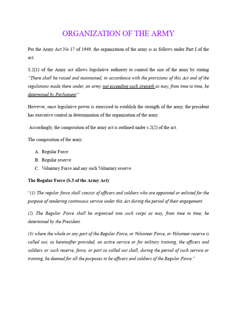 Organization of The Army | PDF | Military Units And Formations ...