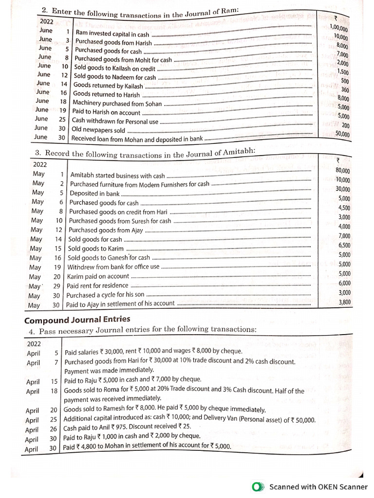 Journal Entries Assignment | PDF