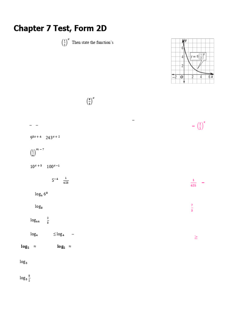 Ch7 Practice Test 2D ANSWERS | PDF | Function (Mathematics) | Chess Theory