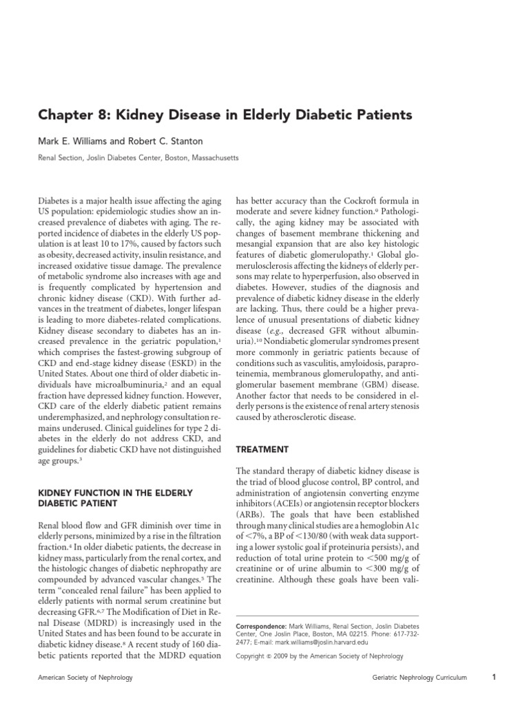Kidney Disease in Elderly Diabetics | PDF | Chronic Kidney Disease ...