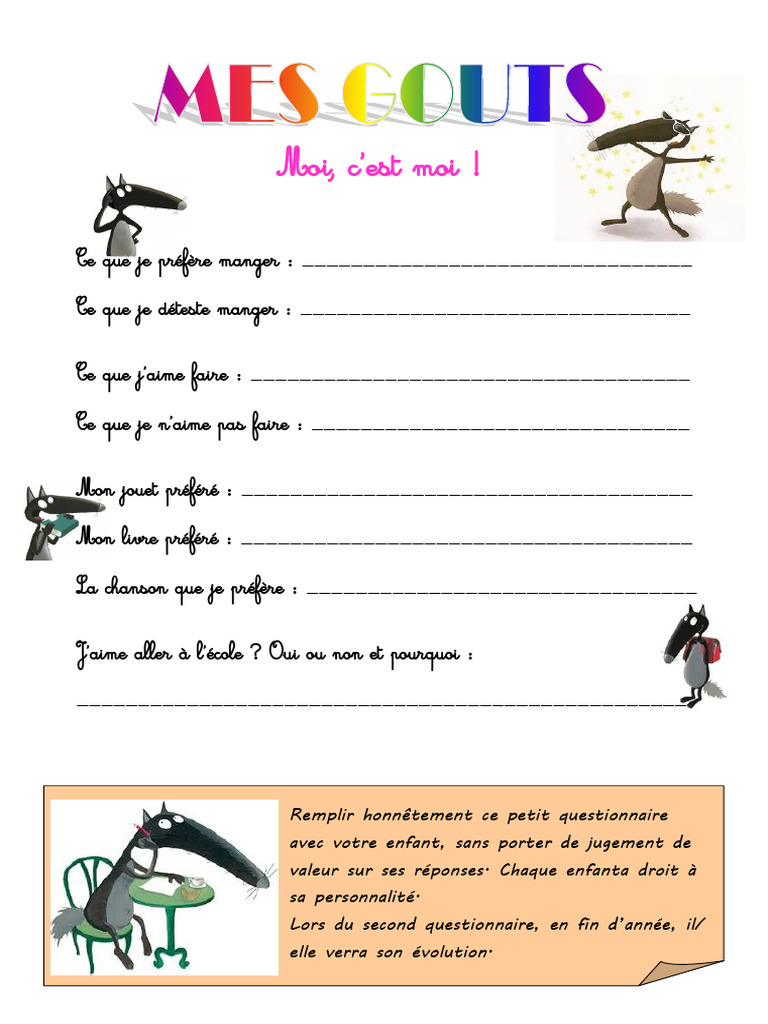 Questionnaire sur mes goûts personnels | PDF