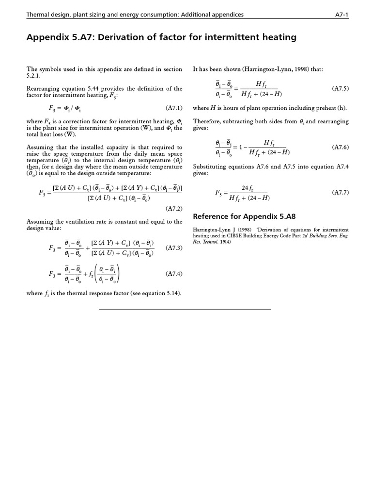 Appendix 5.A7 Derivation of Factor For Intermittent Heating | PDF ...