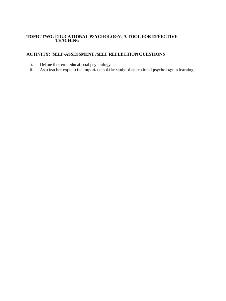 Psy 211 Unit 2 Self Assessment | PDF