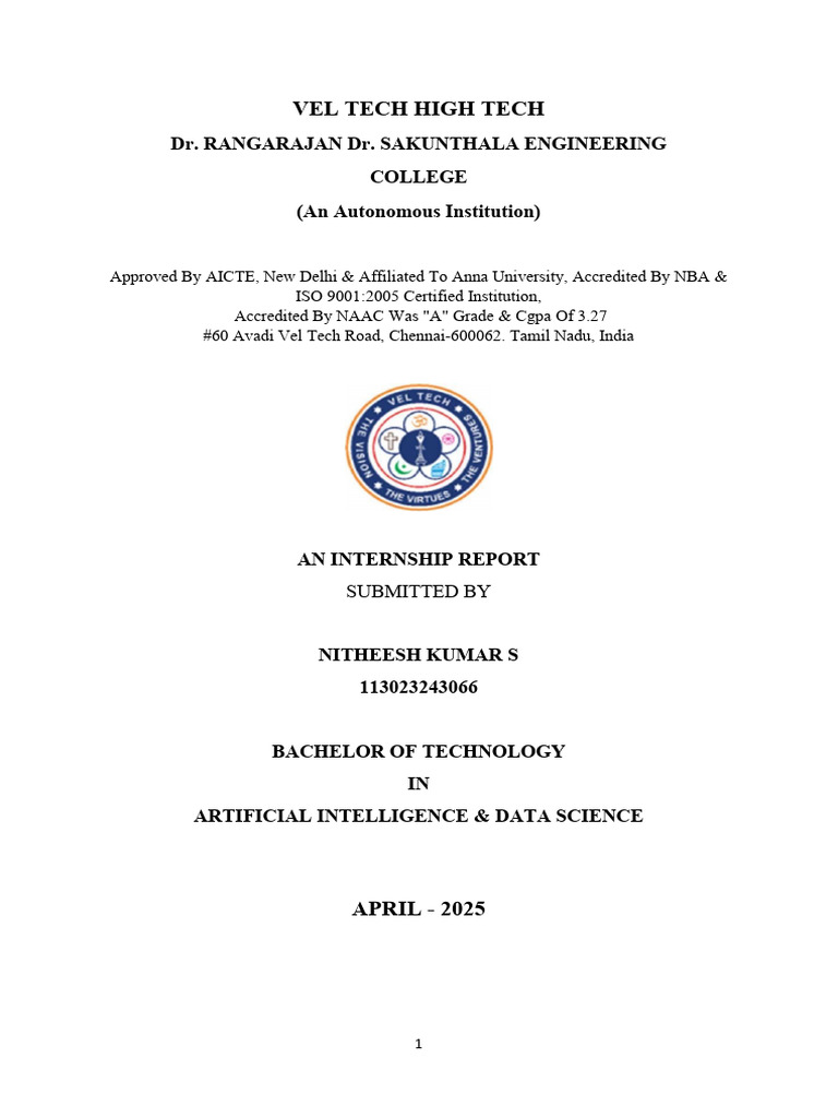 Internship Report on AI & Data Science | PDF | Encryption | Computer ...