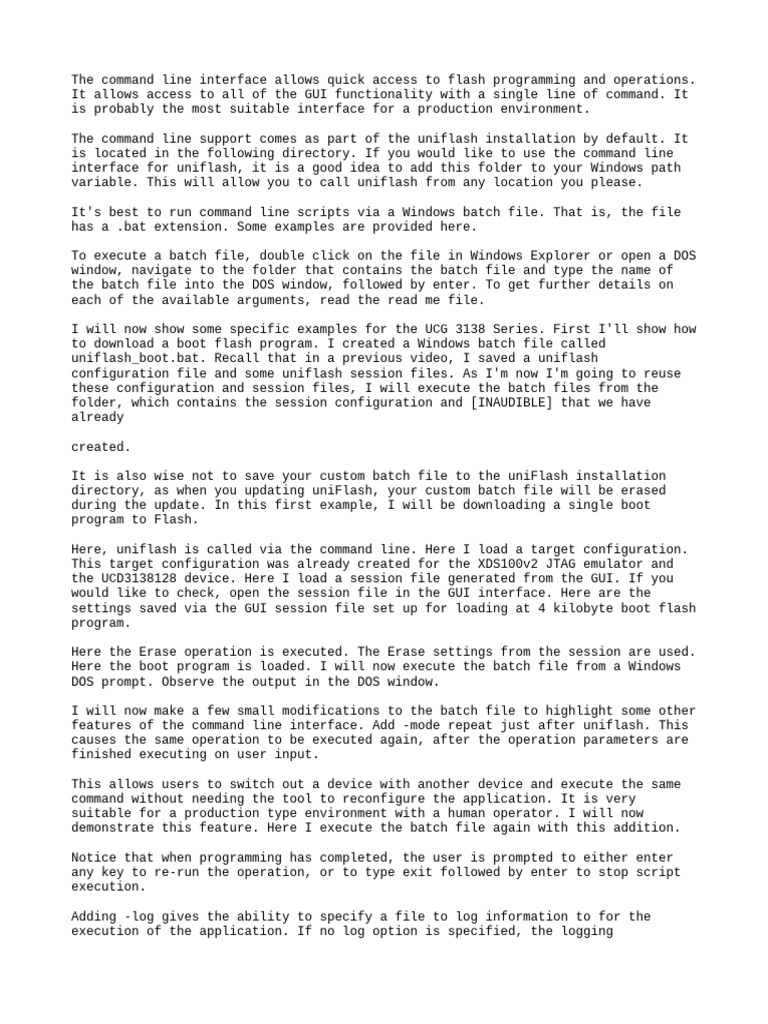 UniFlash Command Line Usage Guide | PDF | Command Line Interface ...