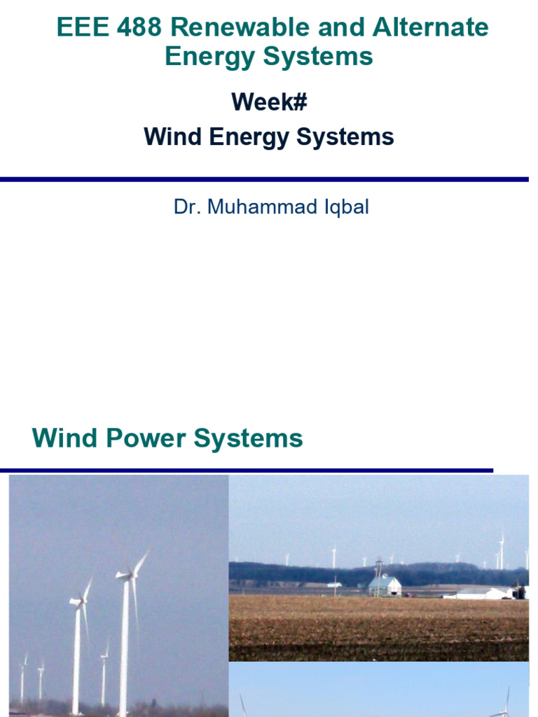08 Wind Energy Systems - Lectures | PDF | Wind Power | Wind Turbine