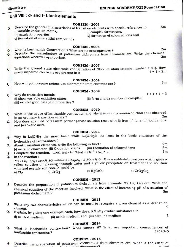 Chemistry Assignment-3 | PDF