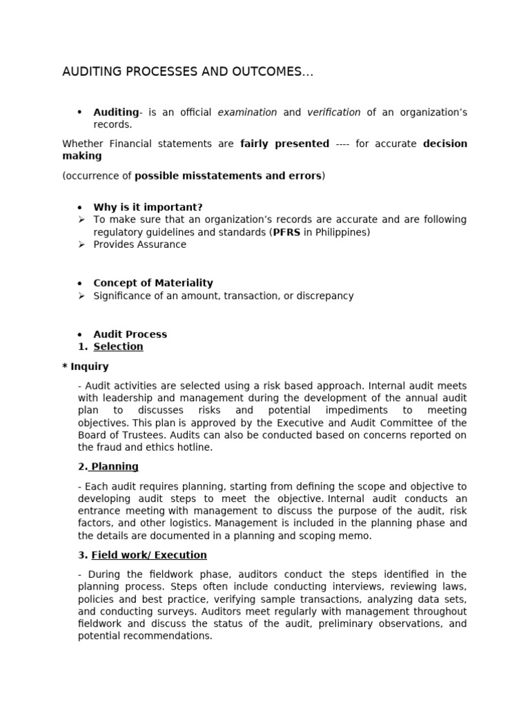 Comprehensive Audit Process Overview | PDF | Audit | Internal Audit