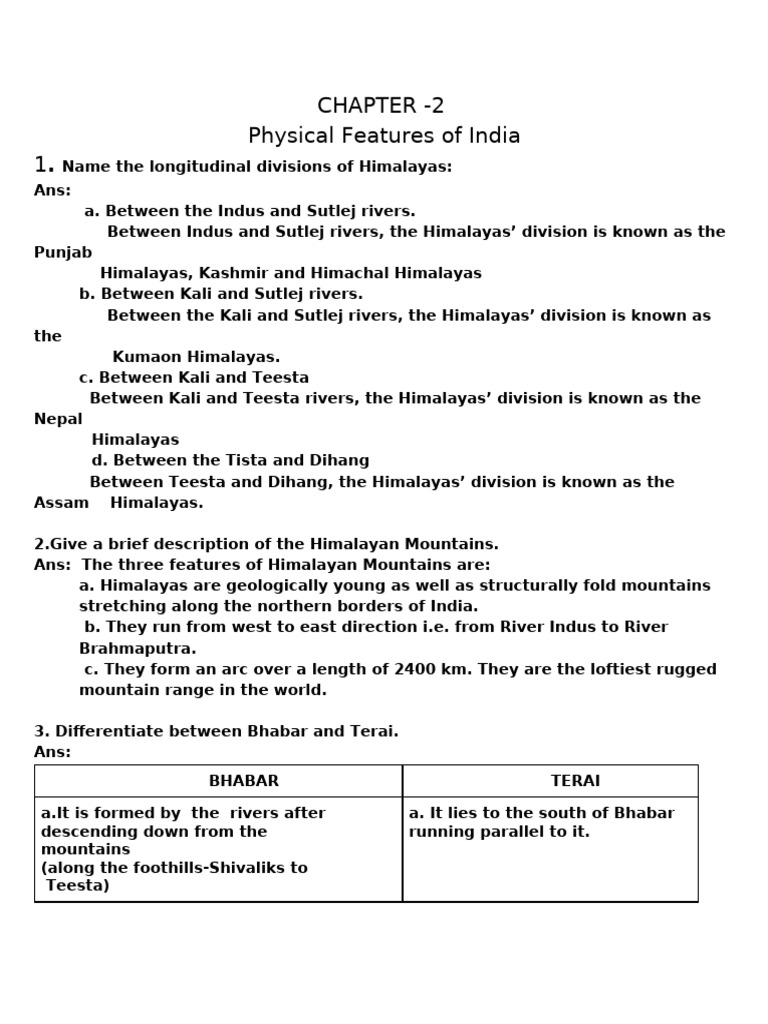 CHAPTER - 2 Physical Features of India | PDF | Himalayas | Geomorphology