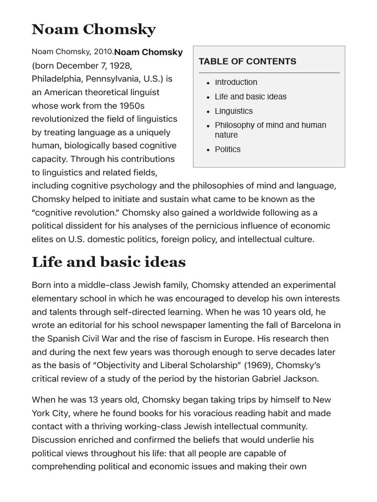 Noam Chomsky Britannica | PDF | Noam Chomsky | Syntax