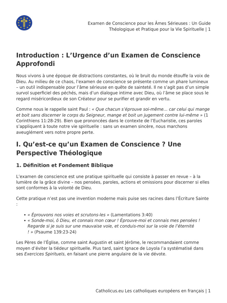 Examen de Conscience pour Âmes Sérieuses | PDF | Dieu | Péché