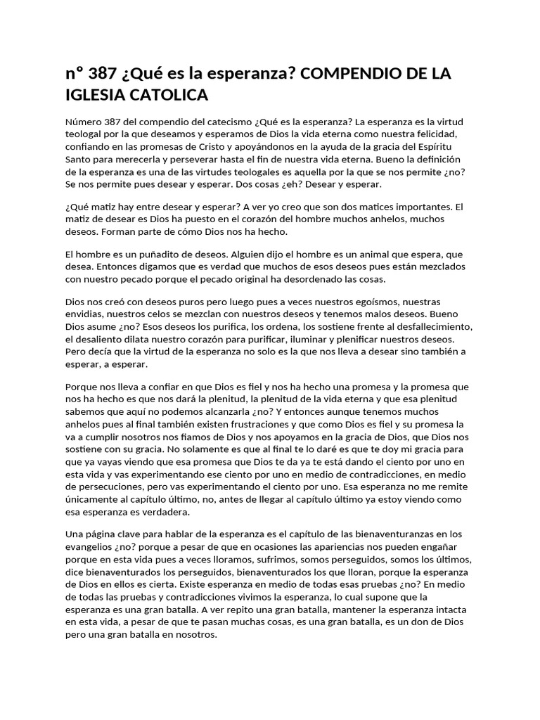 La Virtud de la Esperanza en Dios | PDF | Oración | Vida eterna ...