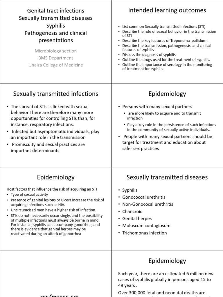 Understanding Syphilis and STIs Overview | PDF | Sexually Transmitted ...