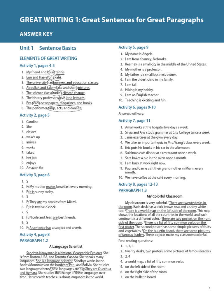 Great Writing 1: Sentence Basics | PDF | English Language | Budapest