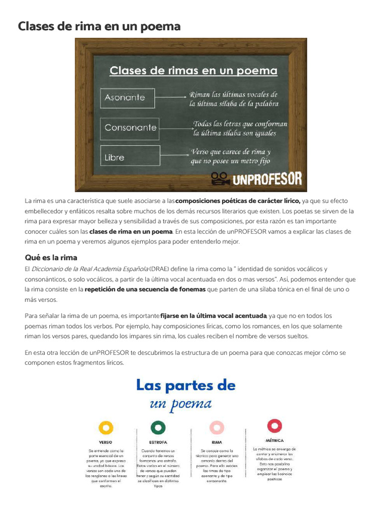 Clases de rima en poesía | PDF | Rima | Poesía