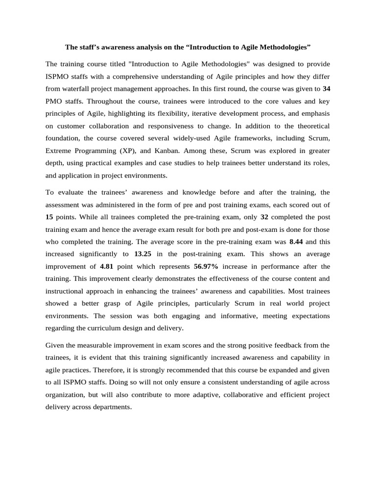 Analysis On The Agile Methodologies Staff Awareness | PDF | Agile ...