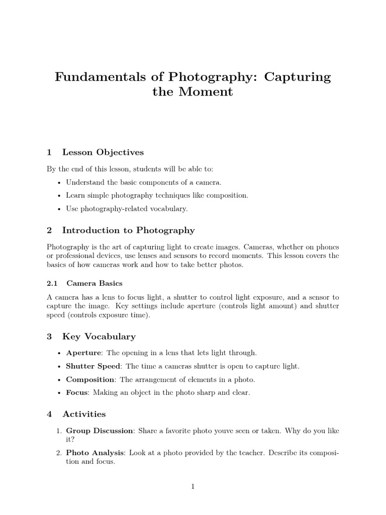 Fundamentals of Photography- Capturing | PDF