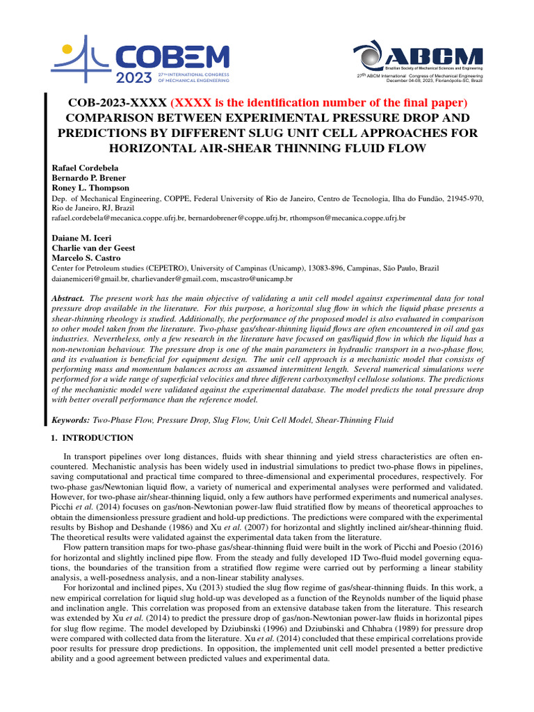 Comparison Between Pressure Drop Predictions by Different Slug Unit ...