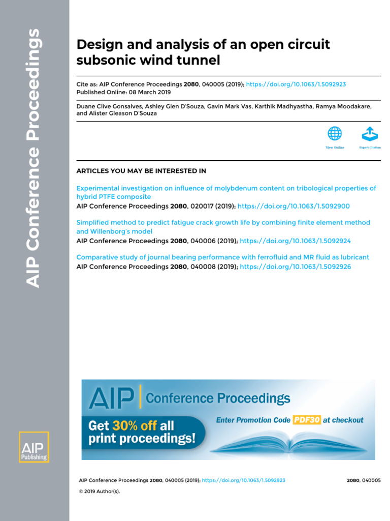 Design of Subsonic Wind Tunnel | PDF | Reynolds Number | Wind Tunnel