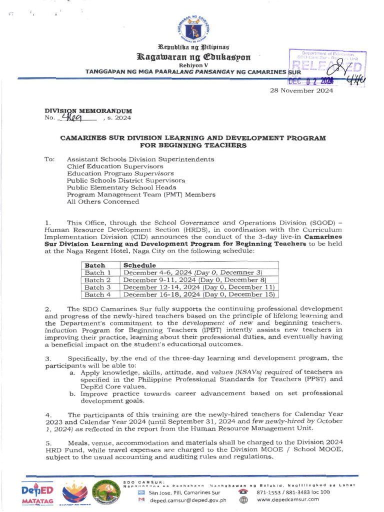 Div Memo No. 469 - 12022024 - Camarines Sur Division Learning and ...