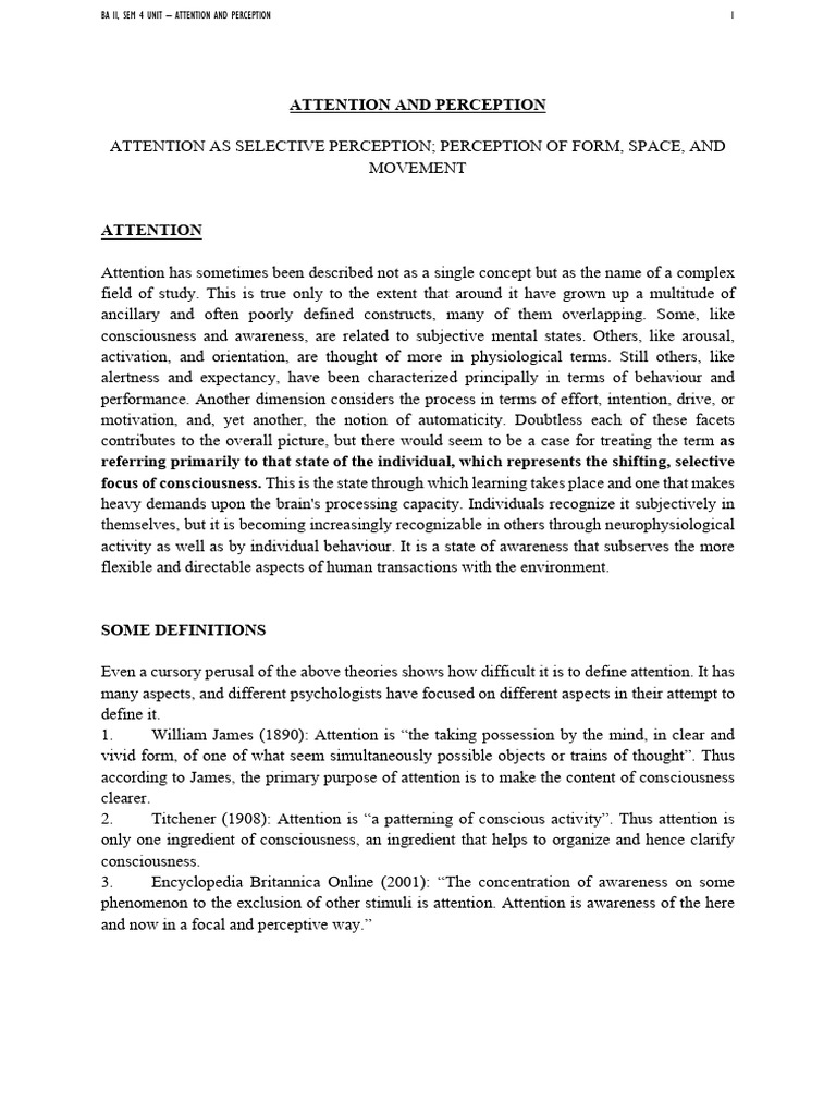 Attention and Perception Theories | PDF | Perception | Senses
