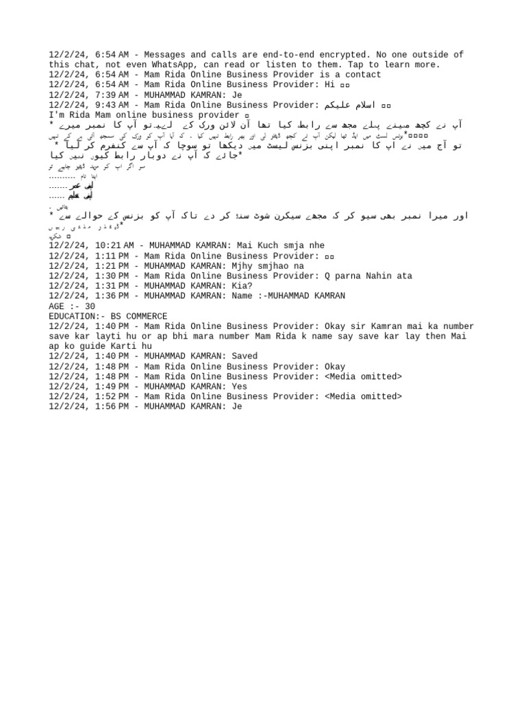 WhatsApp Chat With Mam Rida Online Business Provider | PDF