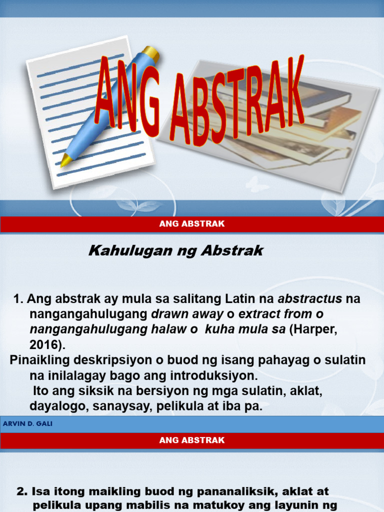 Lesson 2. Ang Abstrak | PDF