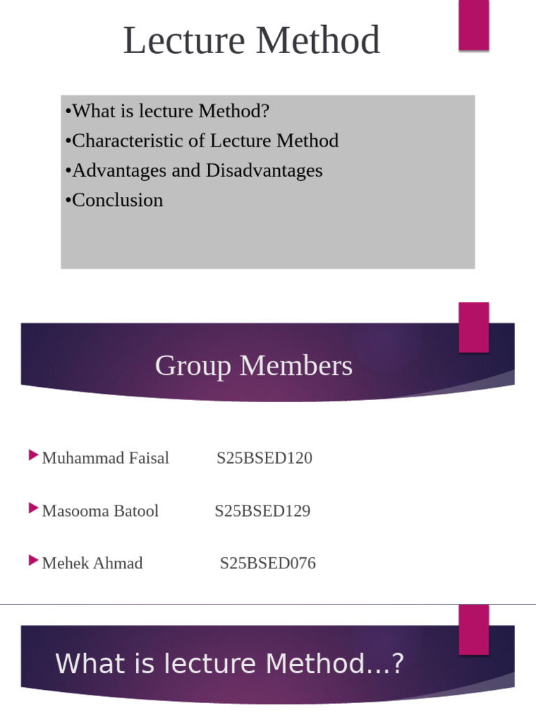 Overview of Lecture Method in Education | PDF | Lecture | Teachers