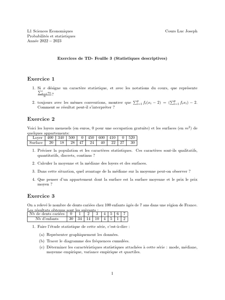 Statistiques descriptives et analyses | PDF | Statistiques | Analyses