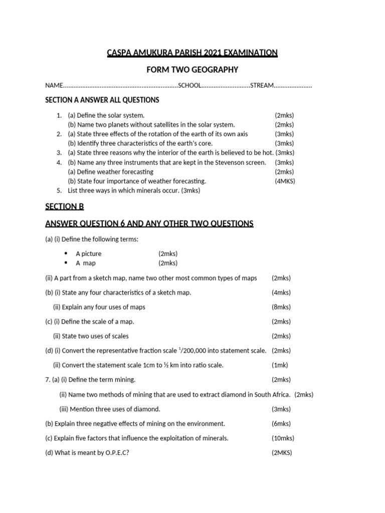 Geography Qp-Model 02012022001 | PDF | Map | Earth