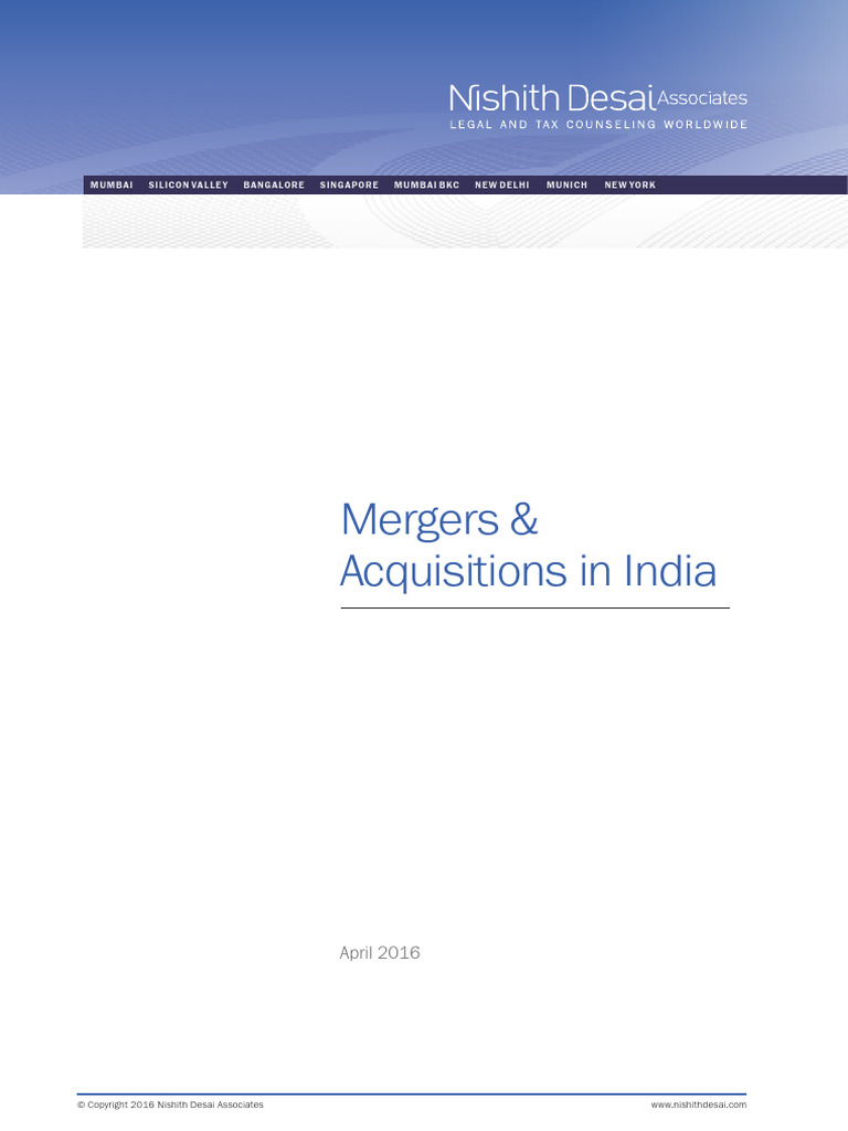 Mergers & Acquisitions in India Guide | PDF | Mergers And Acquisitions ...