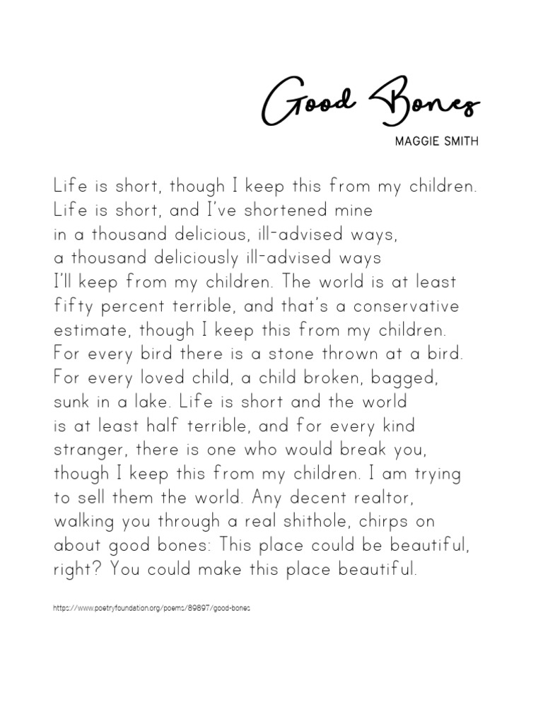 Maggie Smith's "Good Bones" Analysis | PDF